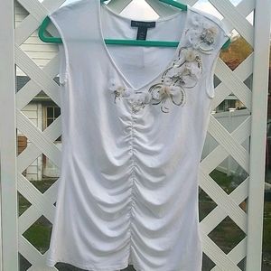 White House Black Market WHBM XS embellished top